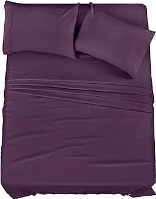 Utopia Bedding Queen Bed Sheets Set - 4 Piece Bedding - Brushed Microfiber - Shrinkage and Fade Resistant - Easy Care (Queen, Purple)