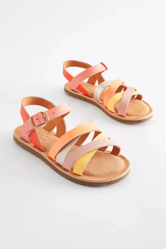 Buy Pink Multicolour Leather Strappy Sandals from the Next UK online shop