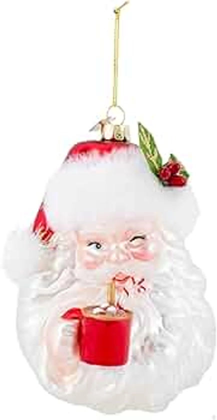 Noble Gems™ Glass Santa With Cocoa Mug Ornament