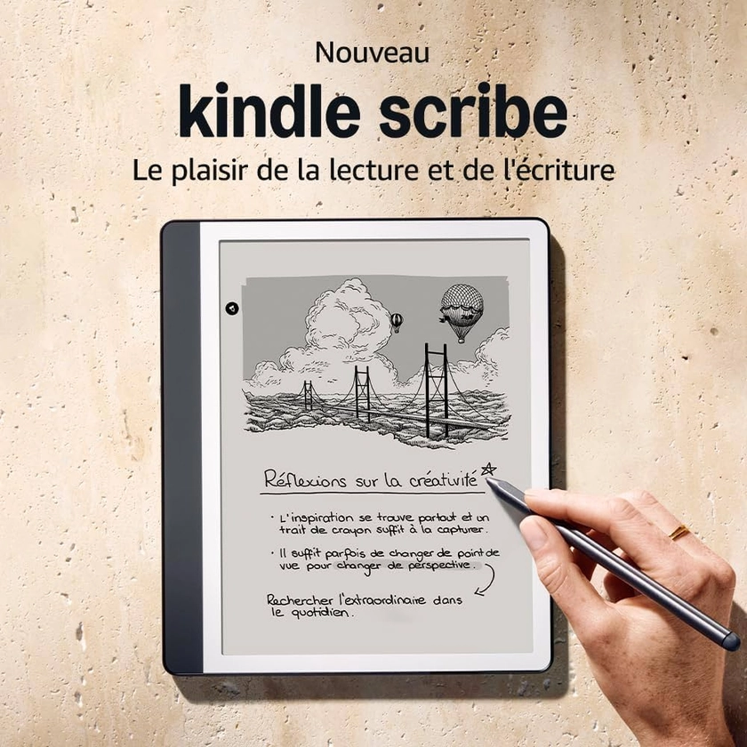 Nouvel Amazon Kindle Scribe (16 Go) | Écran repensé avec bordures uniformes | Écriture directement dans les livres et documents | Stylet premium inclus | Gris tungstène