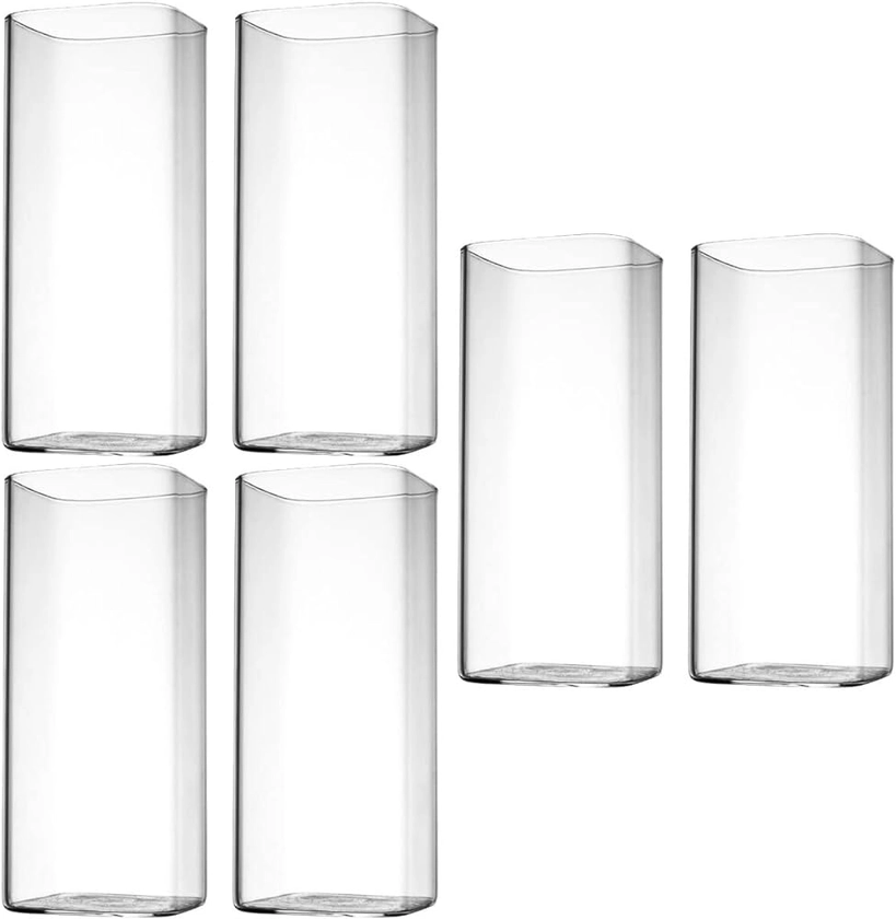DOITOOL 6 stuks heldere drinkglazen, dunne vierkante kristallen highball glazen in 6-delige set, elegante barglazen voor water, sap, bier, dranken, cocktails en mixdranken : Amazon.nl: Wonen & keuken