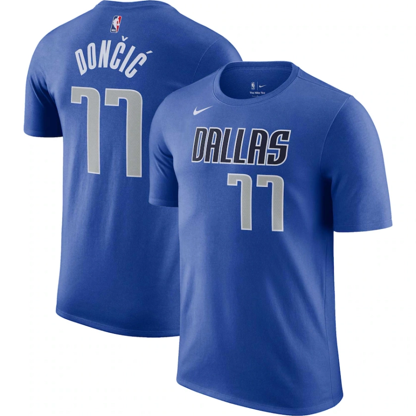 Men's Dallas Mavericks Luka Dončić Nike Blue Icon 2022/23 Name & Number T-Shirt