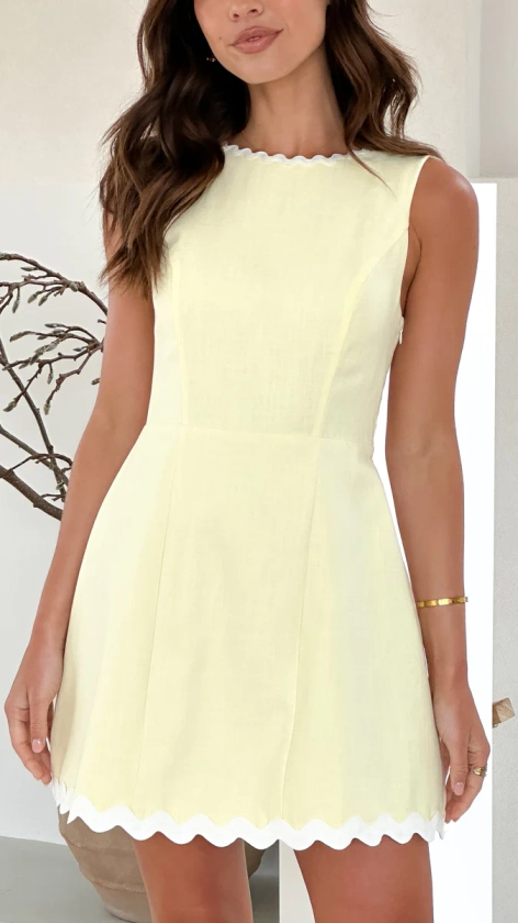 Aceline Mini Dress - Lemon / White - Buy Women's Dresses - Billy J