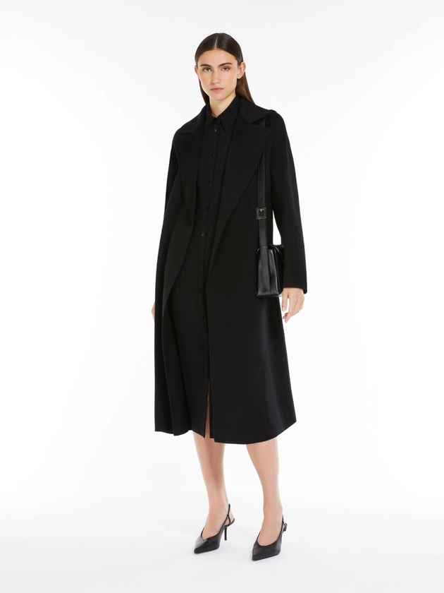 Wool, cashmere and silk wrap coat, black | "CLES" Max Mara 