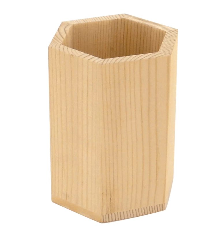 POT A CRAYONS BOIS HEXAGONAL DIAM. 8 CM HAUT. 10 CM