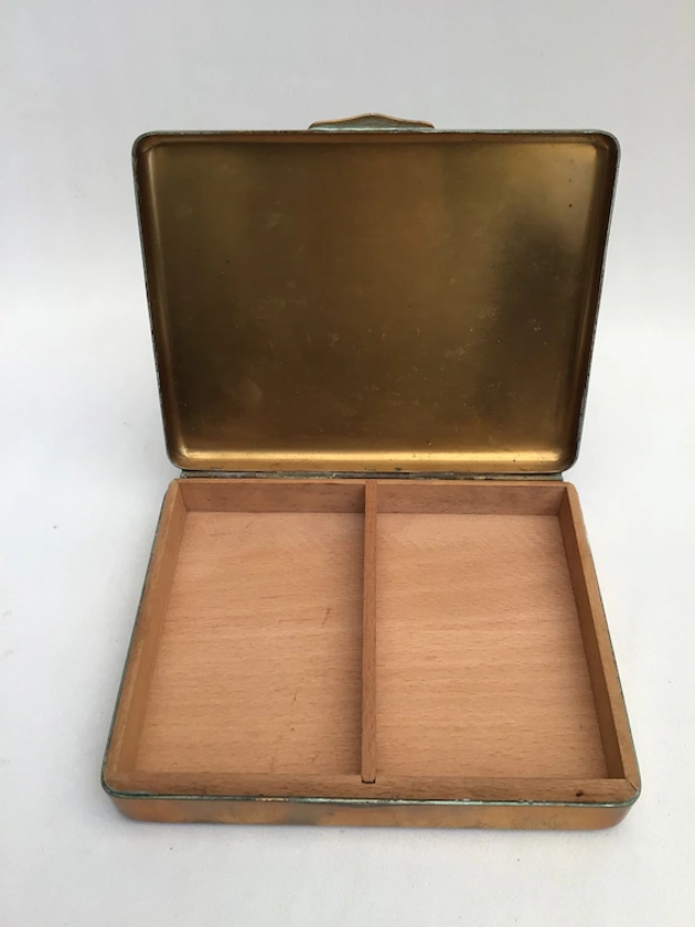 Antique ArtDeco Solid Brass Cigar/Cigarette Case Box