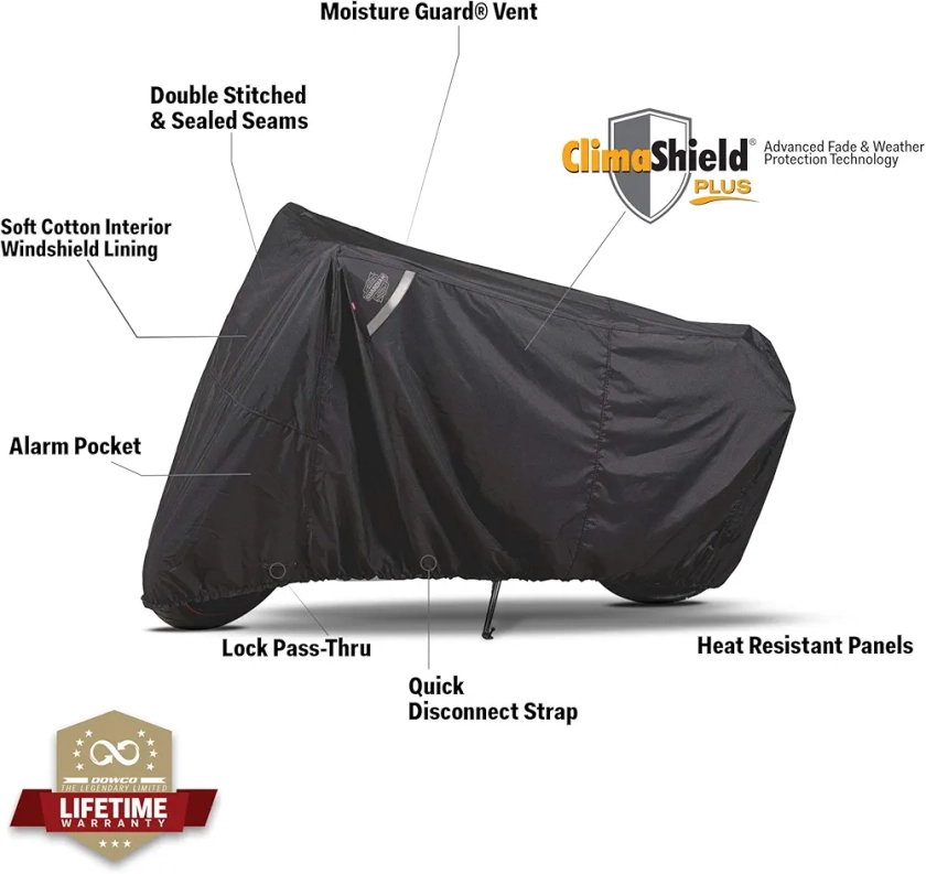 Dowco Guardian 50124-00 WeatherAll Plus Indoor/Outdoor Waterproof Motorcycle Cover, Black, Sportbike