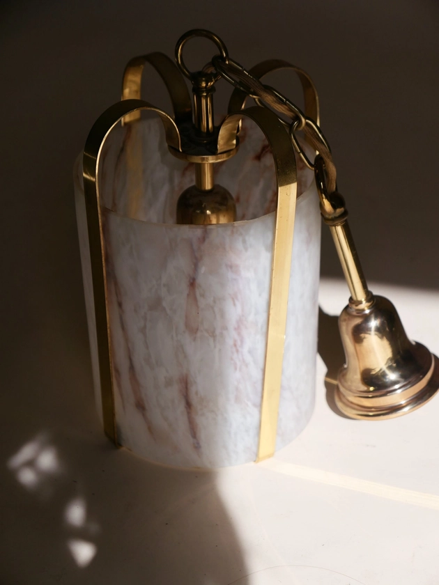 Vintage brass and Opal Glass Pendant Light — Deorling
