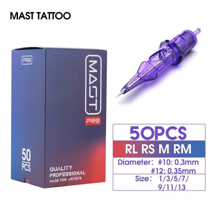 Mast Tattoo PRO-Cartouche arabisée en continu pour machine à tatouer, taille mixte ATV/RS/Quoi qu'il en soit/M, grossière les, alimentation en continu, 0.3mm/0.35mm, 50 pièces/boîte - AliExpress