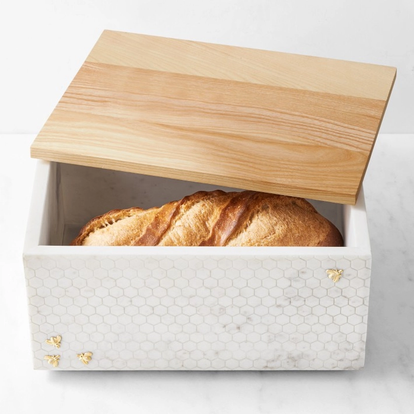 Williams Sonoma Honeycomb Marble Bread Box