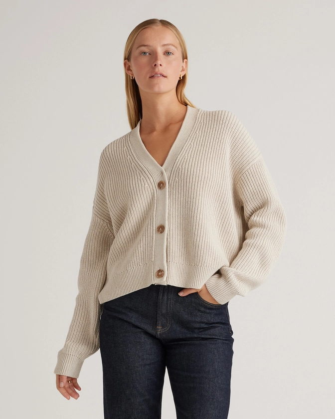 100% Organic Cotton Fisherman Boxy Cropped Cardigan