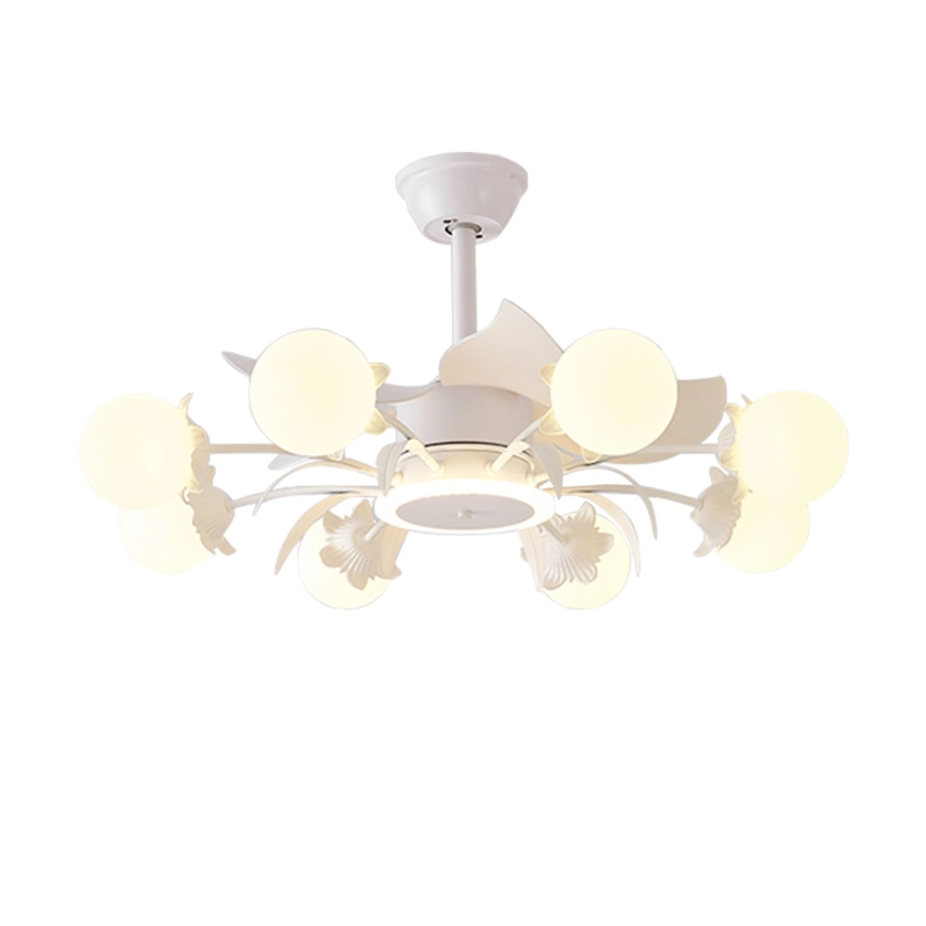 31" Chandelier Ceiling Fan with Light and Remote with Milky Globe Shade