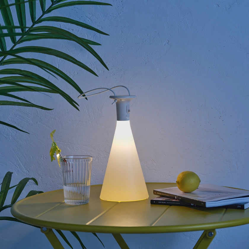 SOLVINDEN LED table lamp - battery operated outdoor/cone-shaped white 26 cm (10 1/4 ")