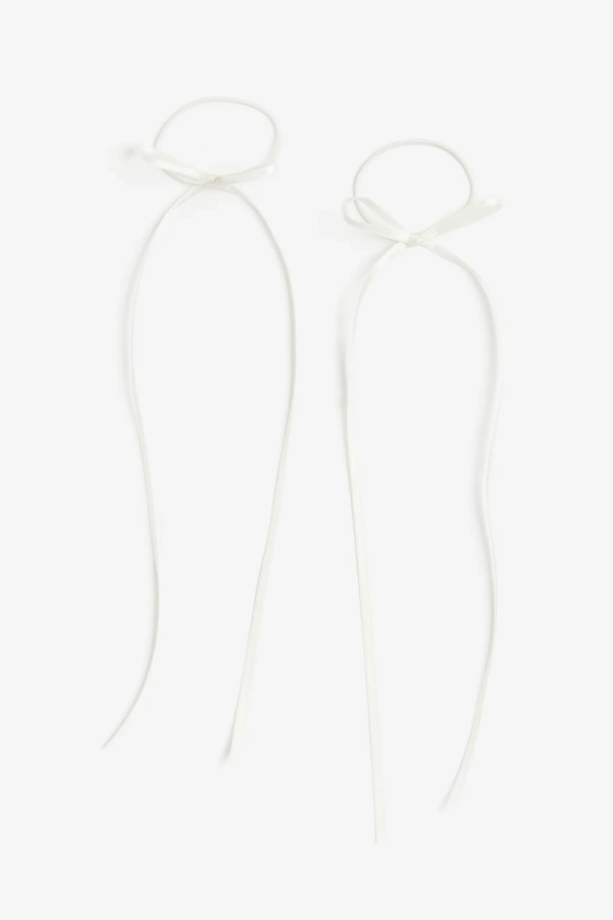 Lot de 2 élastiques à cheveux avec nœud - Blanc - FEMME | H&M FR