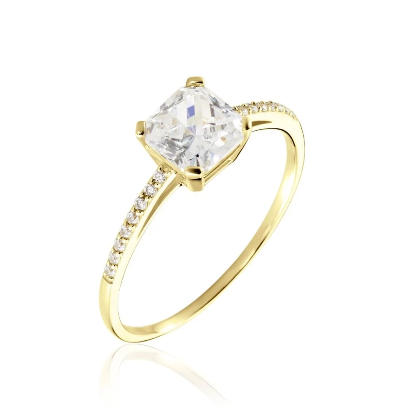 Bague Solitaire Or Jaune Beline Oxyde De Zirconium