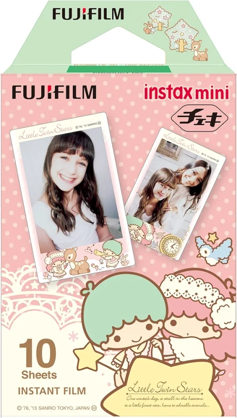 1 X Fuji Instax Mini Films Usable with Polaroid Mio & 300 - Lomo Diana Instant Back - Little Twin Stars -