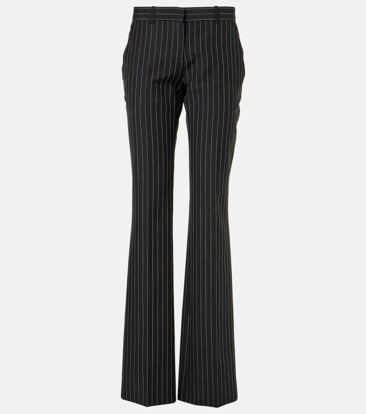 Pinstripe wool and mohair flared pants in black - Alexander Mc Queen | Mytheresa