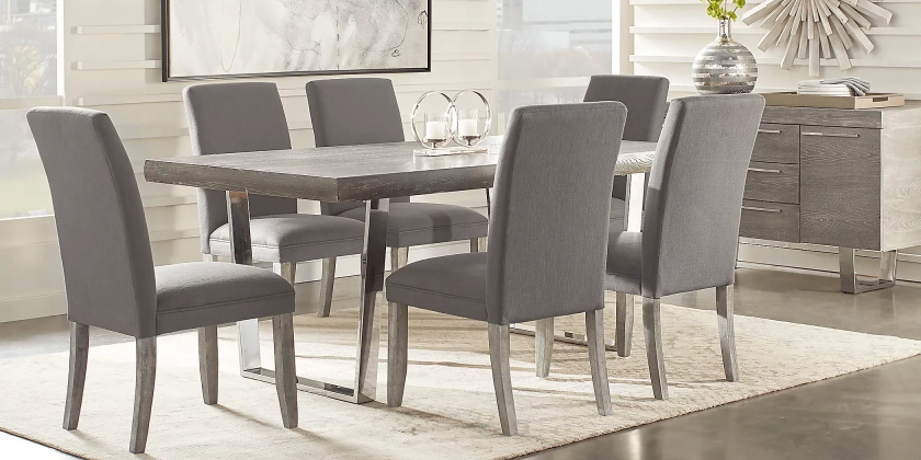 Cindy Crawford San Francisco 5 Pc Gray Charcoal Black,Gray Dining Room Set With Dining Table, Side Chair