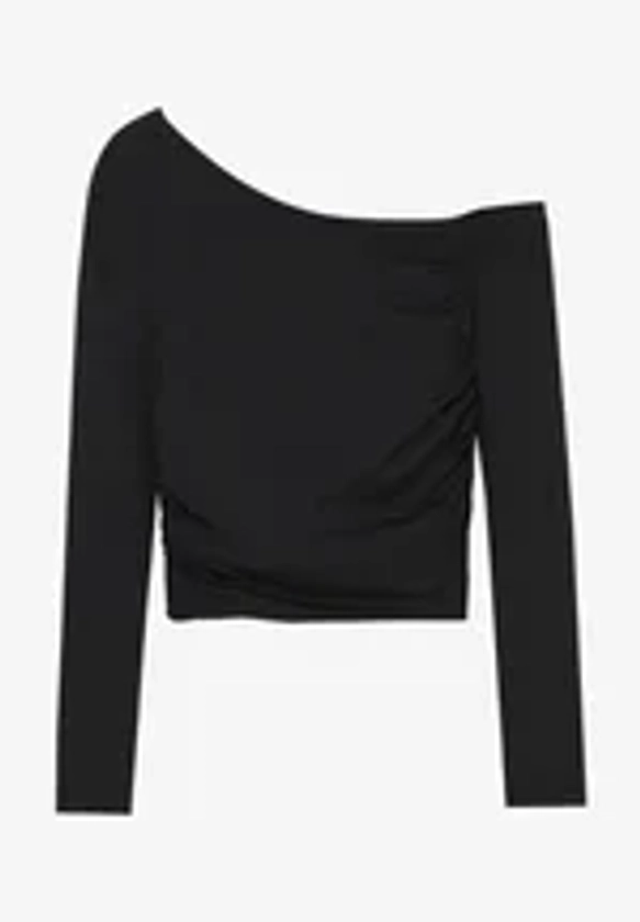 PULL&BEAR ASYMMETRIC WITH DRAPING - T-shirt à manches longues - black/noir - ZALANDO.FR