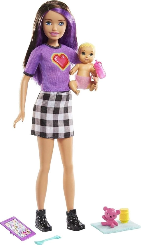 Barbie Skipper Babysitters Inc. Doll & Accessories Set with 9-in / 22.86-cm Brunette Skipper Doll, Baby Doll & 4 Storytelling Pieces for 3 to 7 Year Olds, GRP11 : Amazon.co.uk: Toys & Games