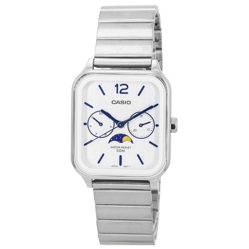 Montre pour homme Casio Standard analogique Phase de lune cadran argenté Quartz MTP-M305D-7A fr