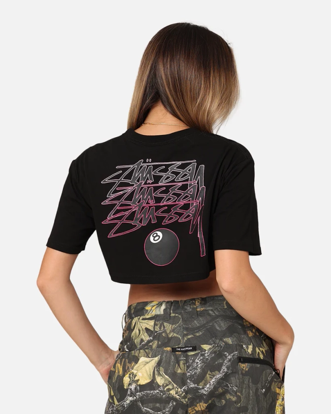 Stussy Women's 8 Ball Cropped T-Shirt Black