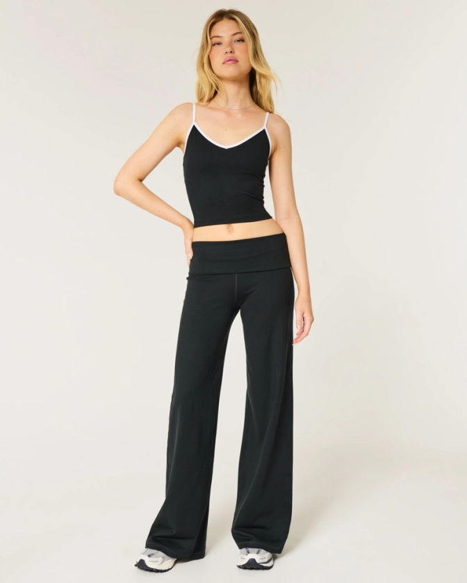 Women's Gilly Hicks Active Recharge Foldover Waist Wide-Leg Pants | Women's Activewear | HollisterCo.com