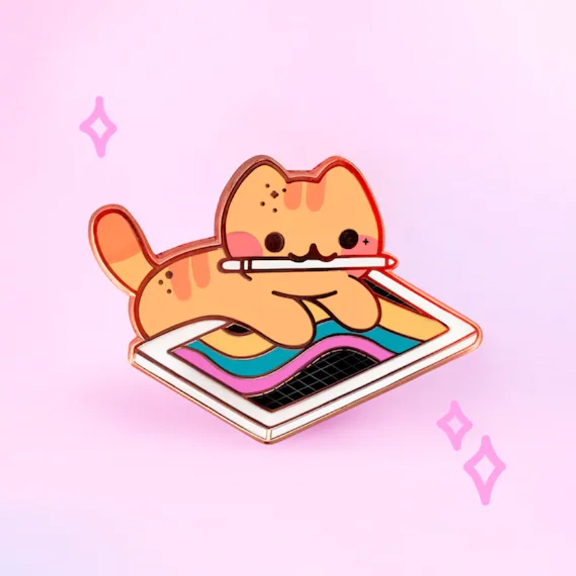 Digital Artist iPad Cat Hard Enamel Pin