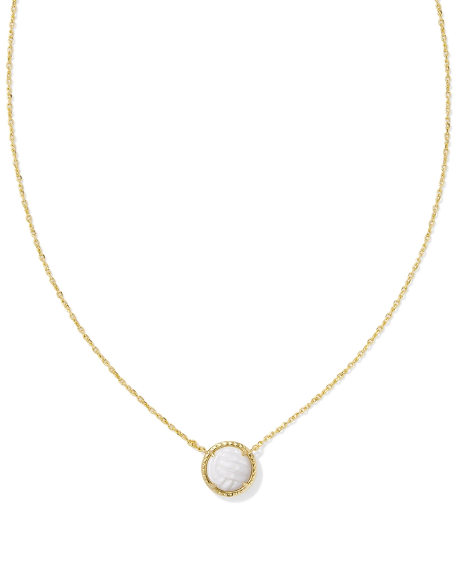 Volleyball Gold Short Pendant Necklace in White Mother-of-Pearl | Kendra Scott