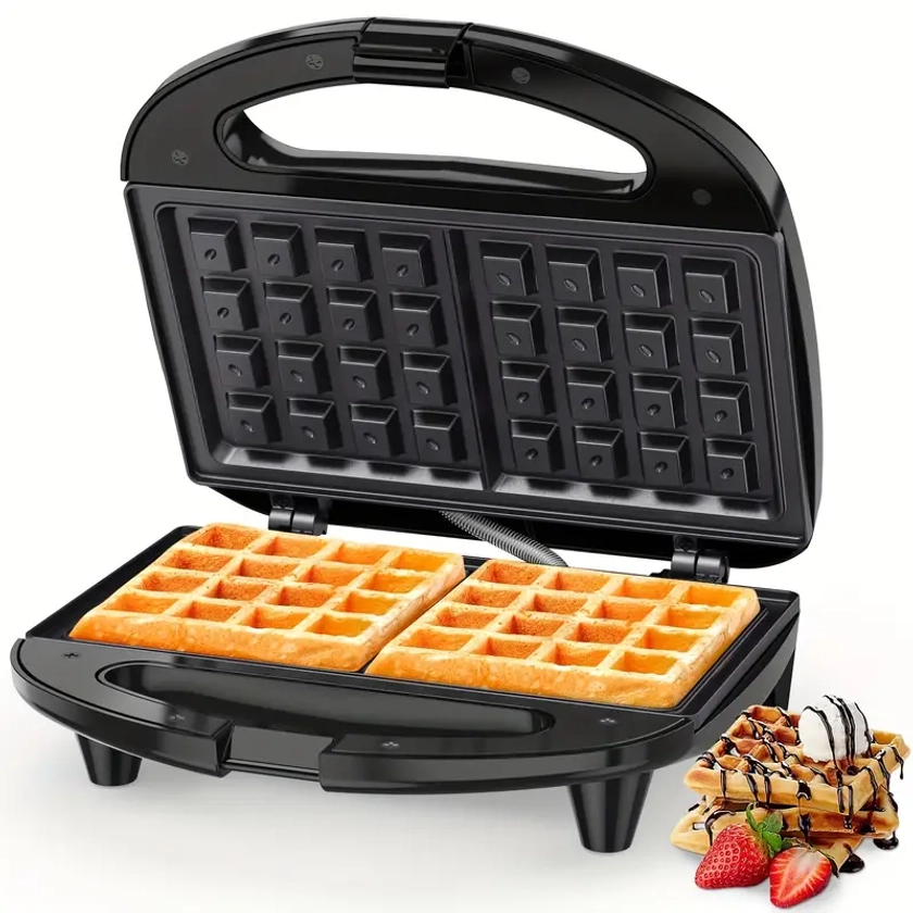 * Waffle Maker, 2* Non-Stick *, Belgian Waffle Machine with Indicator Lights, PFOA Free, Perfect for Breakfast and Snacks, 750W