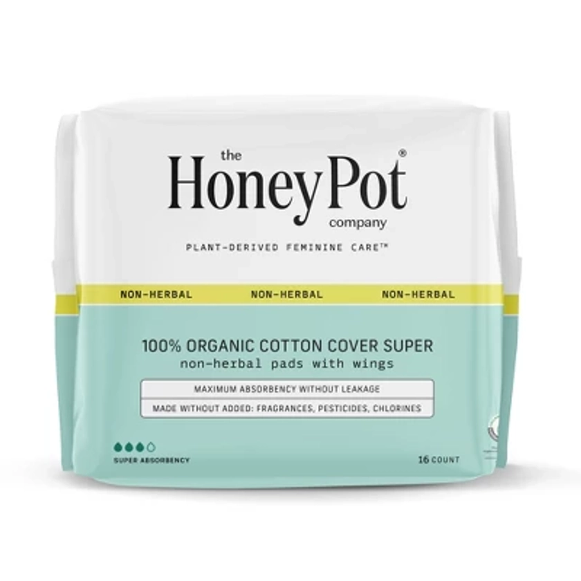 The Honey Pot Company, Non-Herbal Super Pads with Wings, Organic Cotton Cover - 16ct