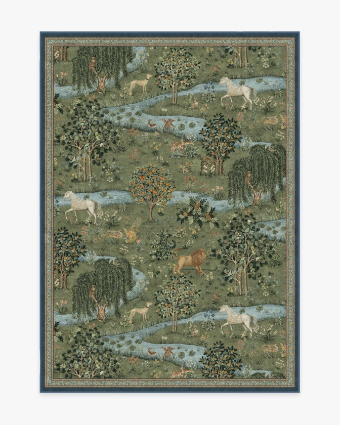 Morris & Co. Owl & Willow Green Tufted Rug | Ruggable