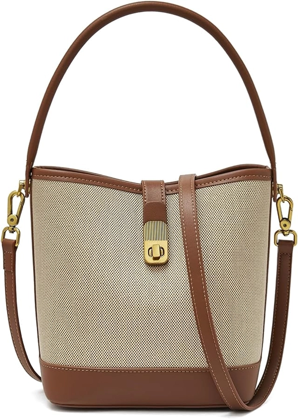 FOXLOVER Fabric Small Bucket Bag for Women Fashion Ladies Simplicity Crossbody Handbag Shoulder Purse (White): Handbags: Amazon.com