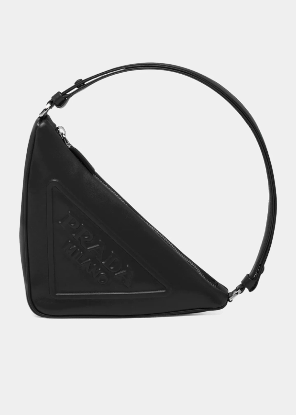 PRADA Triangle Leather Zip Shoulder Bag