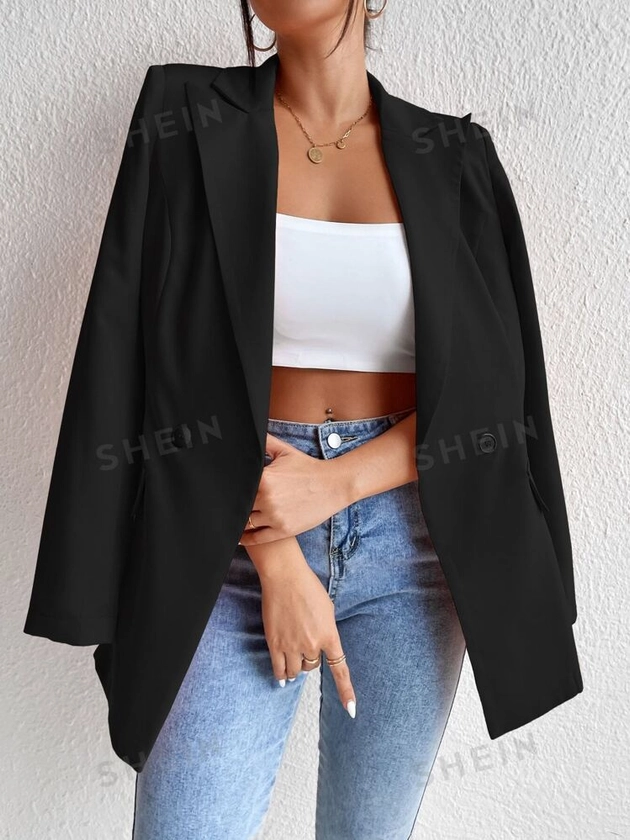 SHEIN Frenchy Blazer à bouton col à revers