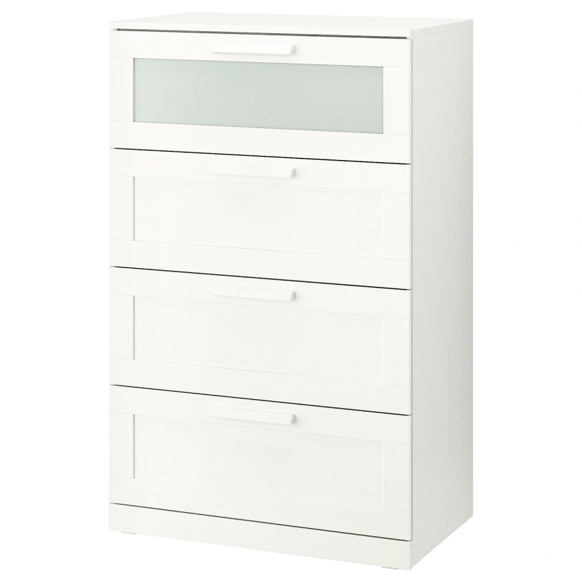 BRIMNES chest of 4 drawers, white/frosted glass, 78x124 cm - IKEA