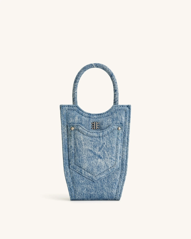 Sac pour téléphone en denim FEI - Bleu