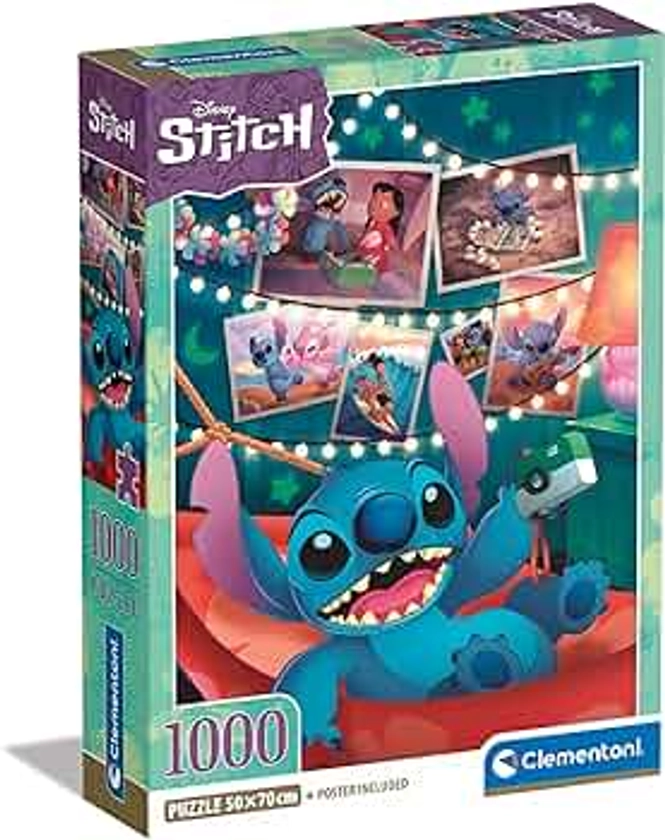 Clementoni 39793 Disney Stitch 1000 Pieces | Jigsaw Adults | Comic Puzzle | Made in Italy, Multicolour