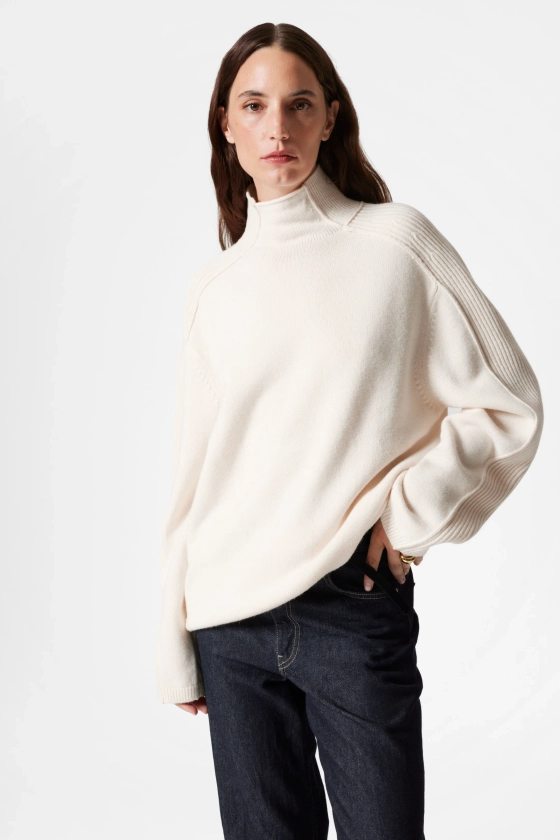 Wollen turtleneck trui met panelen - Blauw - DAMES | H&M NL