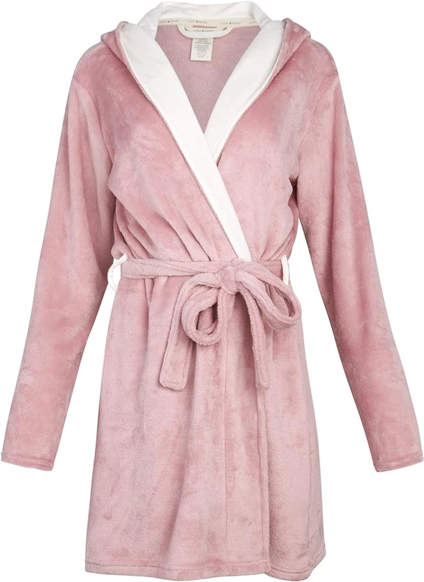 Lucky Brand Women's Bathrobe - Fleece Shawl Collar Belted Robe with Hood