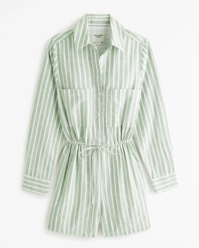 Women's Linen-Blend Easy Waist Romper | Women's Dresses & Jumpsuits | Abercrombie.com