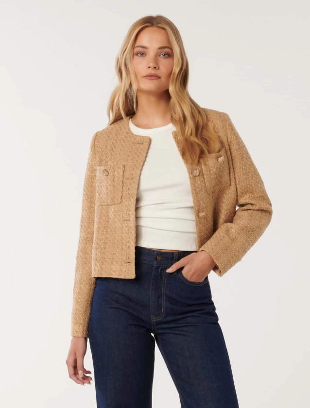 Chrissy Crop Boucle Jacket - Women's Fashion | Forever New