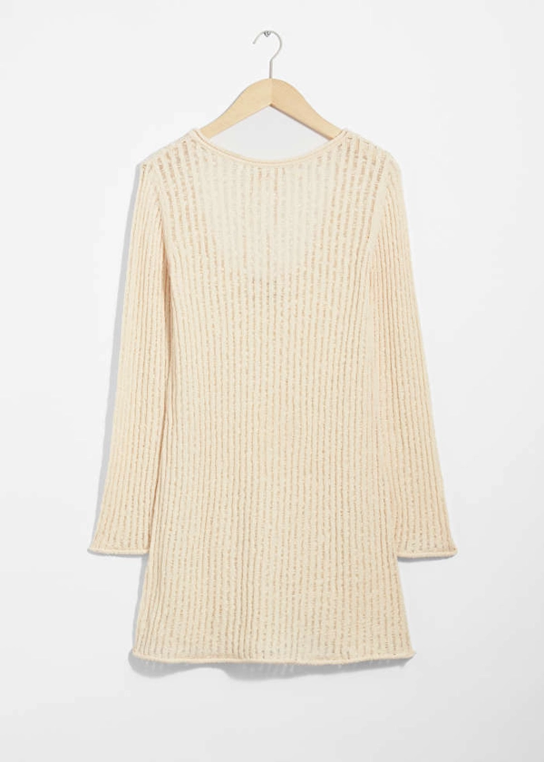 Rib-Knit Mini Dress - White - Knitted dresses - & Other Stories US