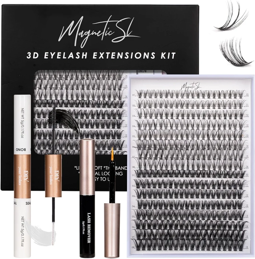 DIY Lash Extension Kit 320PCS 20D+50D Curl Lash Clusters Kit with Lash Bond and Seal and Lash Applicator Easy to Apply at Home for 10-16mm Individual Eyelash Extension Kit-（20D+50D-0.07D-KIT）