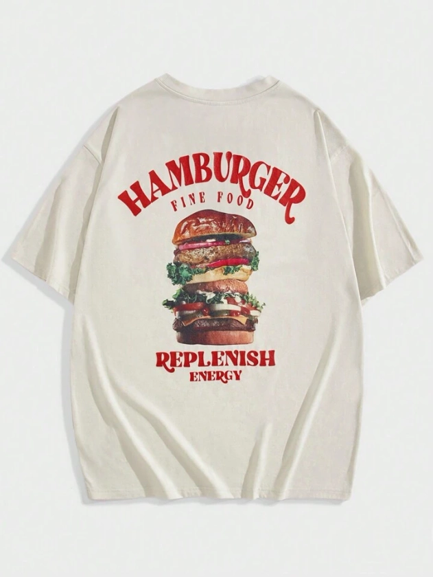 Manfinity Hypemode T-shirt Graphique Pour Homme Avec Hamburger Et Lettre
