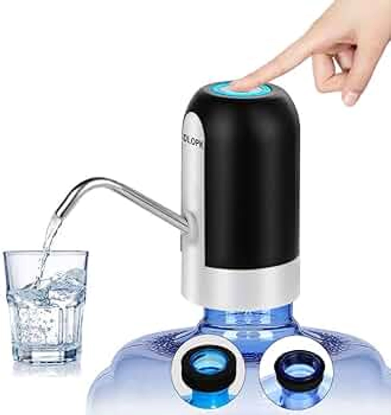 Distributeur d'eau en Bouteille, USB chargeant la Pompe à Eau Potable électrique Portable Commutateur de Bouteille d'eau Universelle de 5 gallons (Noir)