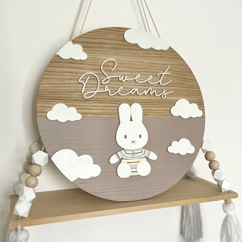 Miffy Plaque - Old School Miffy Bunny Rabbit Character Nursery Theme — Atwick Creations New Launch Nursery Decor