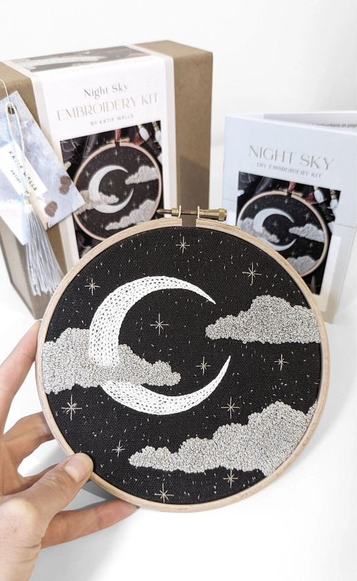 Moon and Stars Embroidery Kit for Beginners Modern Night Sky Design DIY Craft Kit Gift - Etsy UK