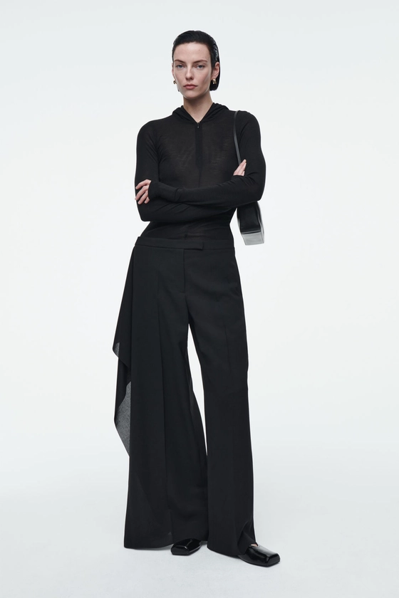 PANTALON DE TAILLEUR DRAPÉ - NOIR - Trousers - COS