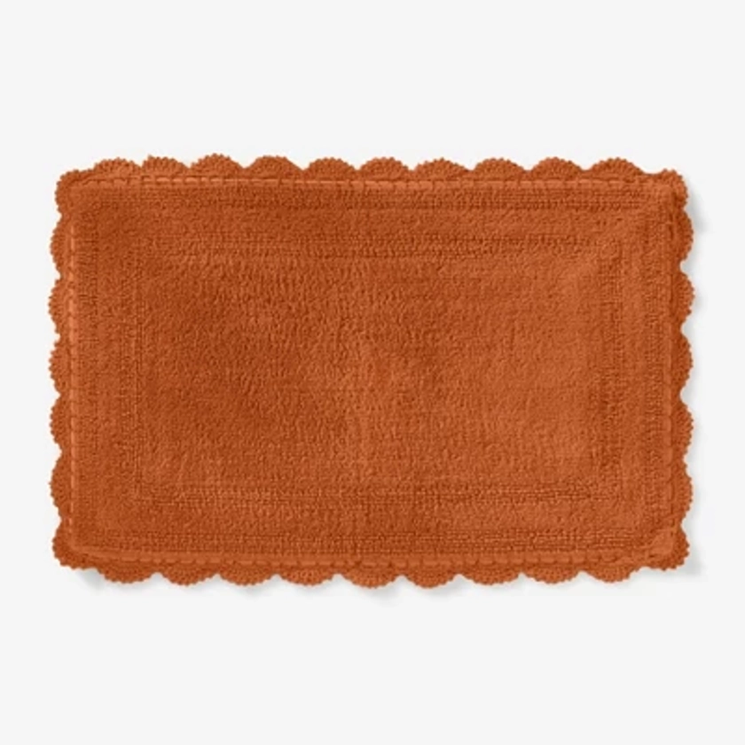 BrylaneHome Rectangular Crochet Bath Mat - 17X24 RECT, Spice